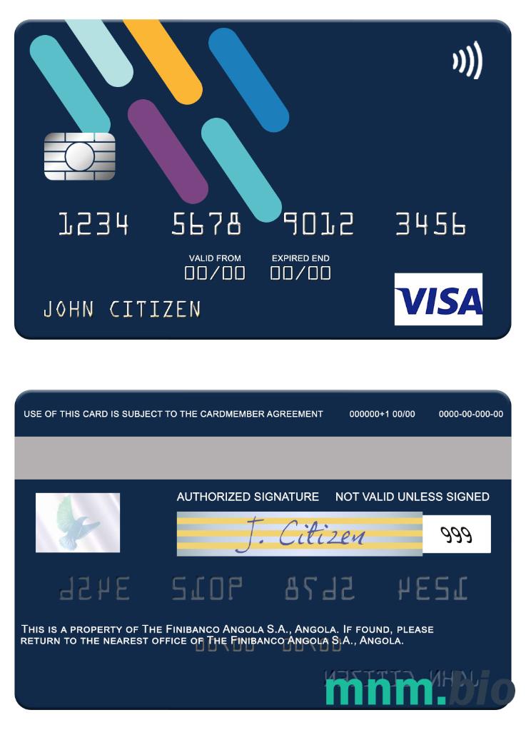 Angola Finibanco Angola S.A. przykład karty visa w formacie PSD